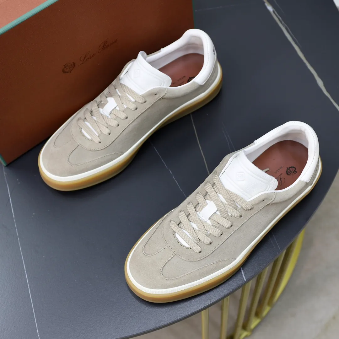 Men's Men's Shoes💰540💰••New Products•• LoroPian*_Noyo-Pianya New men's casual moral training sneakers, LP lace-up casual shoes!  Made of original imported soft cowhide and suede fabric, it highlights the sporty style. The heel is decorated with logo embossing and the original molding. The raw rubber translucent sole combined with the color welt adds a sense of modernity to the shoe. The shoe is overall refreshing and easy to match with style. It has a full cowhide lining for the feet. The original box packaging at the counter comes with wooden balls and a dust bag! Size: 38-44 (.45 customized)